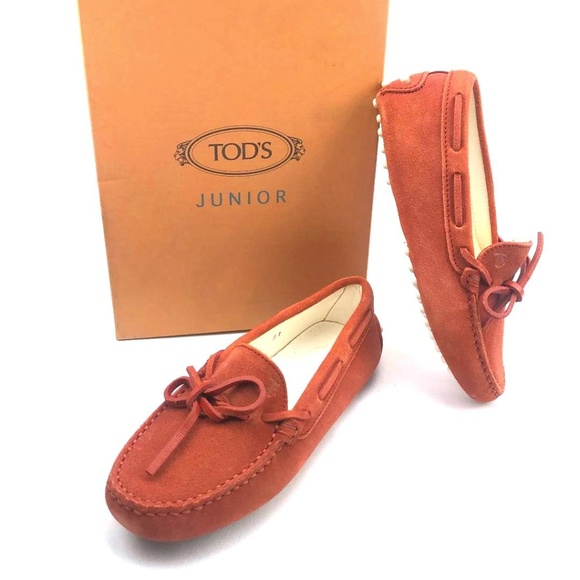 TOD'S JUNIOR Unisex Gommino Moccasins in Red (Rust
